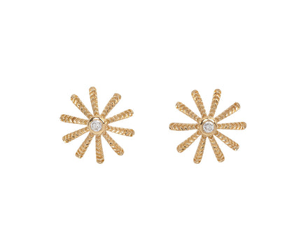 Diamond Tiny Sunflower Stud Earrings