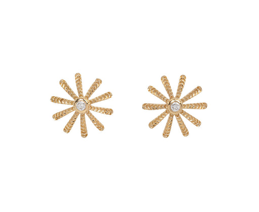 Diamond Tiny Sunflower Stud Earrings