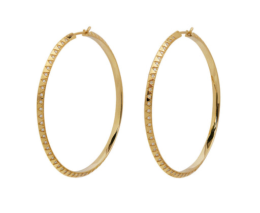 Diamond Skinny Talisman Hoop Earrings