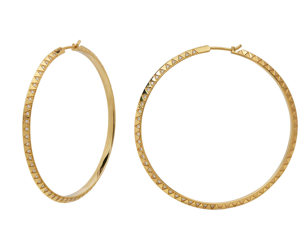 Diamond Skinny Talisman Hoop Earrings