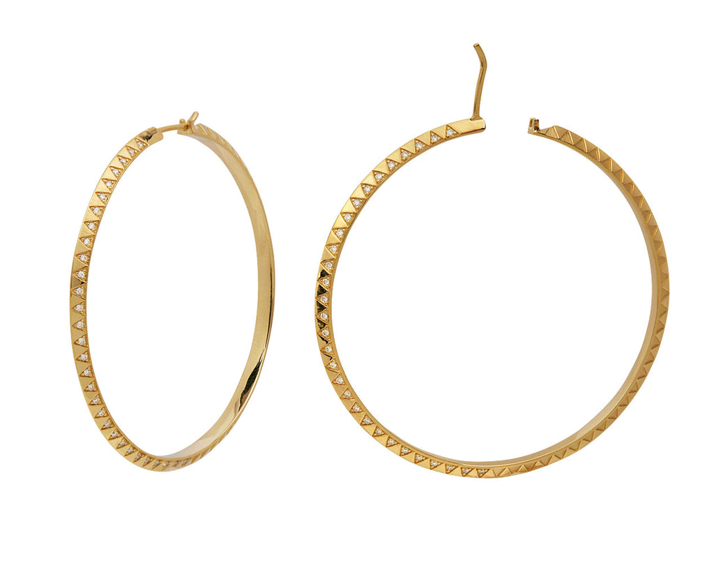 Diamond Skinny Talisman Hoop Earrings