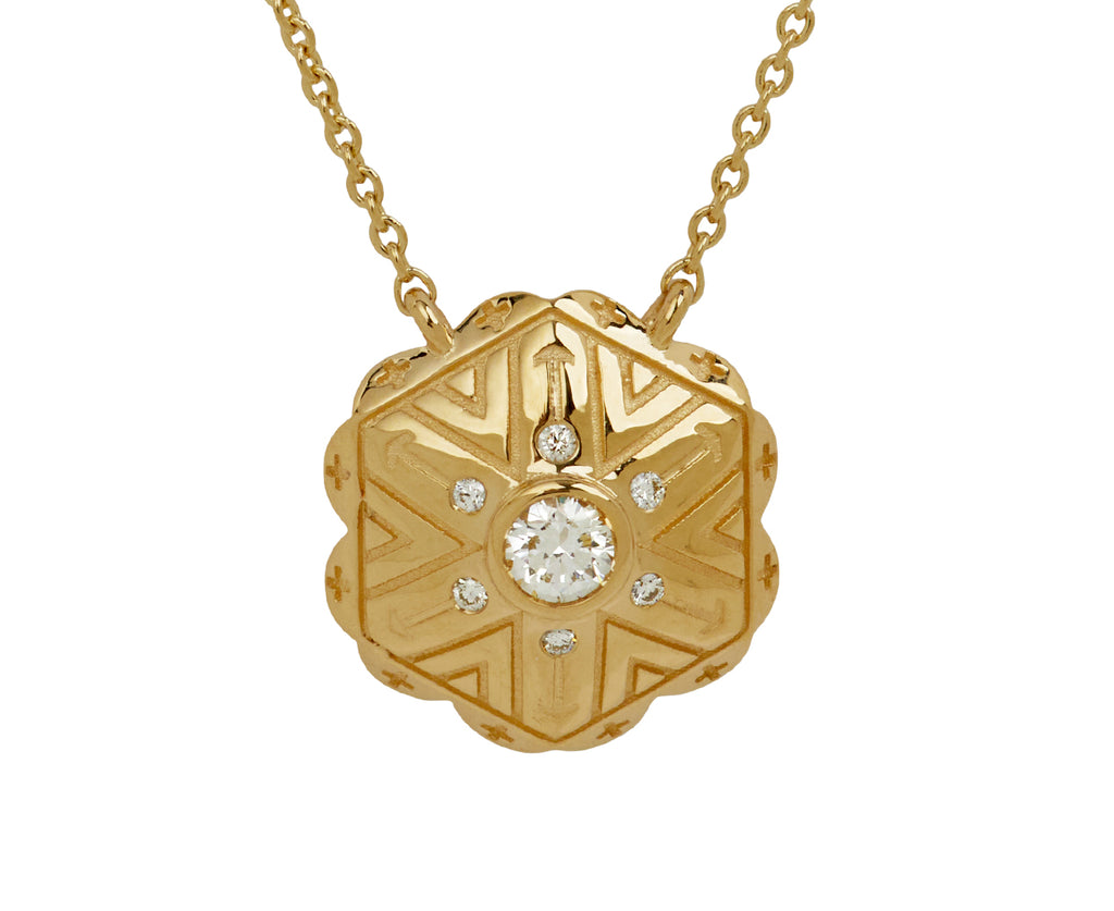 Harwell Godfrey Mini Concho Diamond Pendant Necklace - closeup