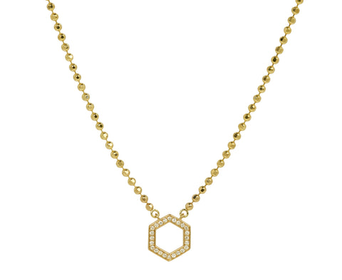 Mini Diamond Hexagon Ball Chain Necklace