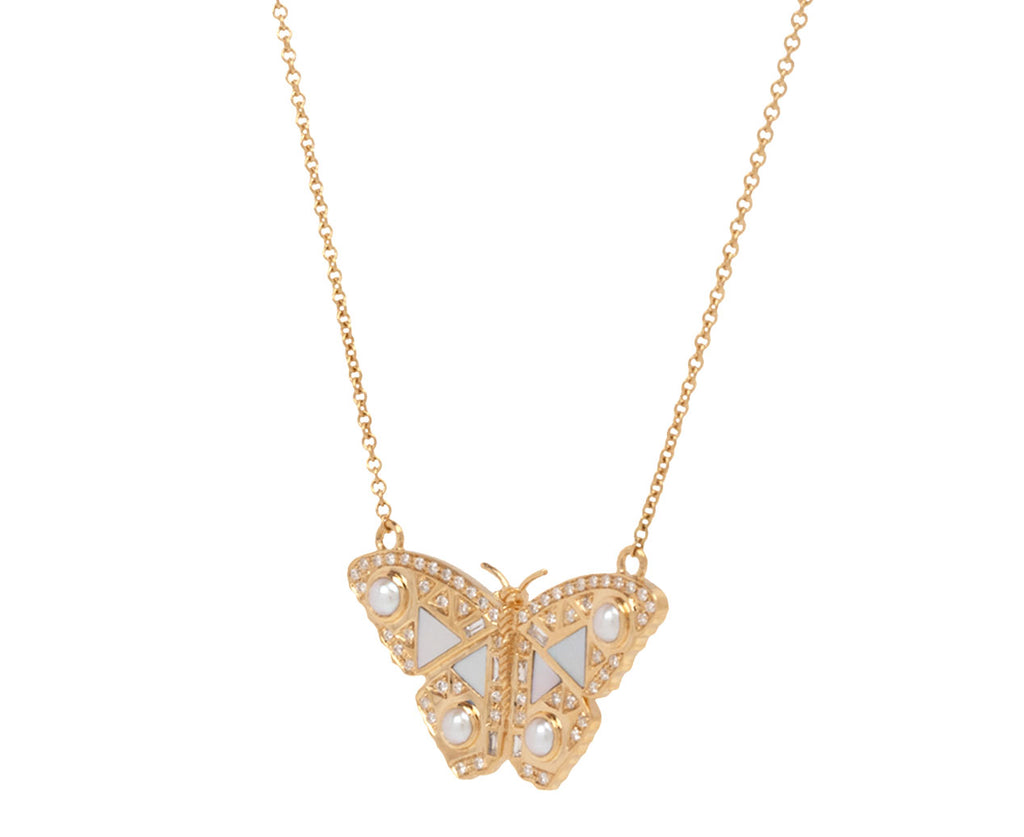 Diamond Butterfly Necklace Sterling Silver 18