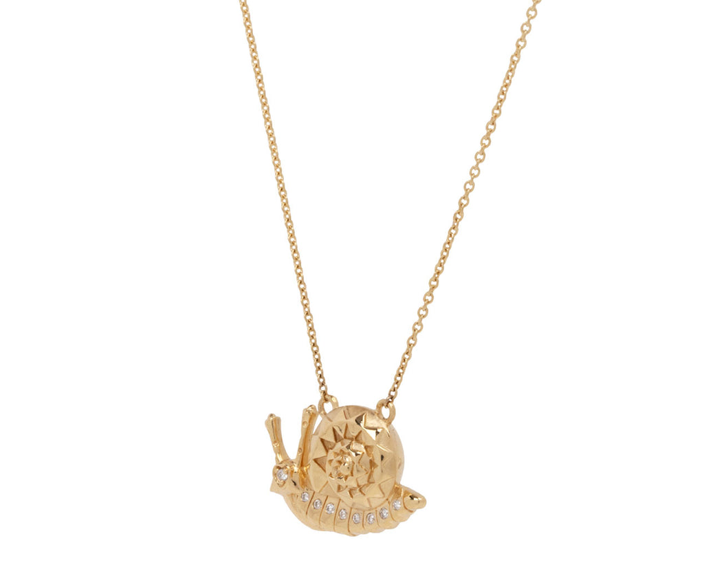 Diamond Mini Snail Pendant Necklace