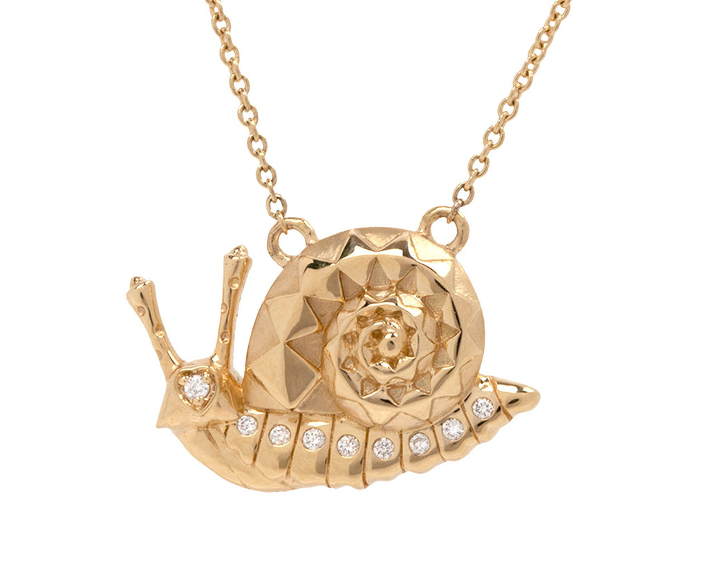 Diamond Mini Snail Pendant Necklace
