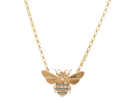 Mini Diamond Bee Pendant Necklace
