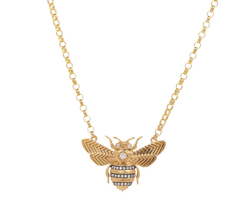 Mini Diamond Bee Pendant Necklace