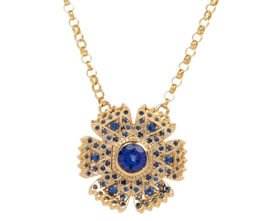 Blue Sapphire and Tanzanite Petunia Necklace
