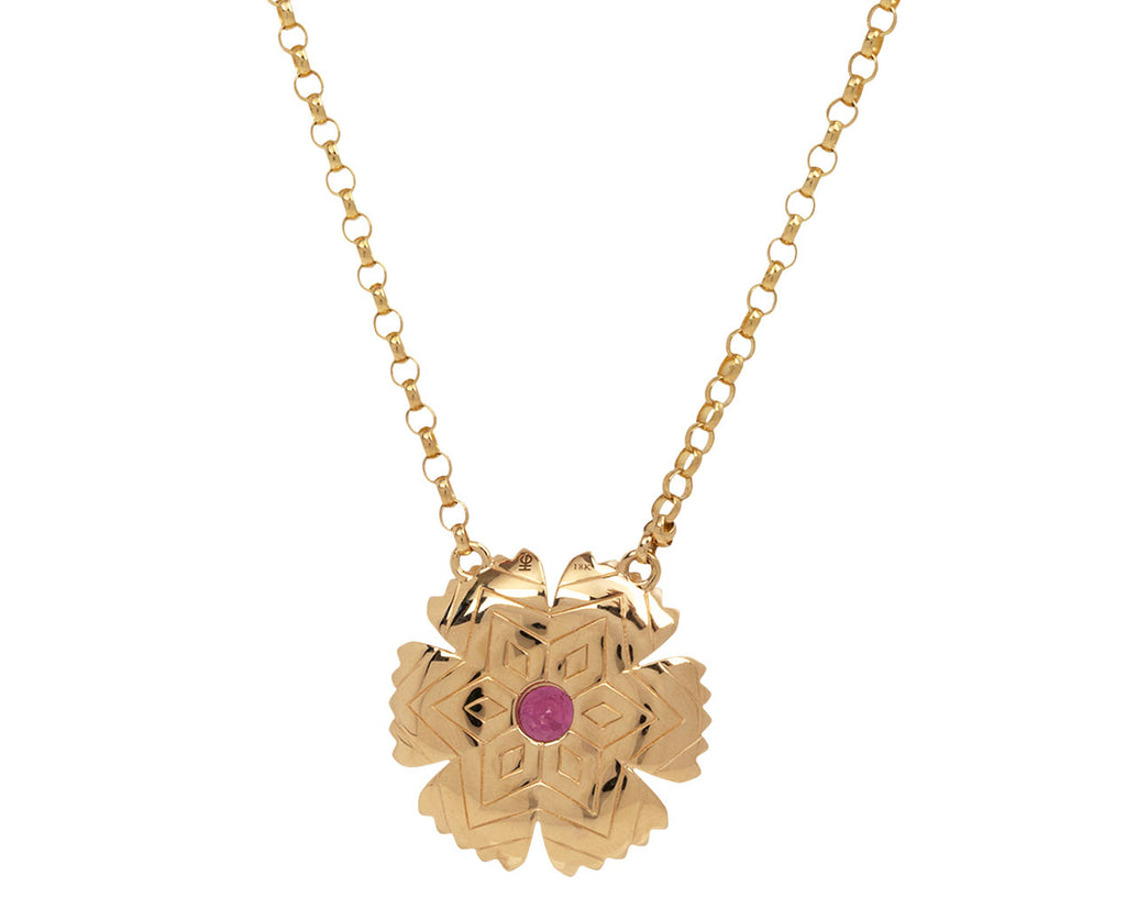 Rubellite, Amethyst and Orange Sapphire Petunia Necklace