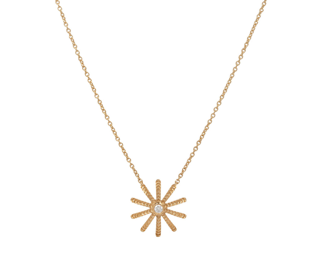 Diamond Tiny Sunflower Pendant Necklace