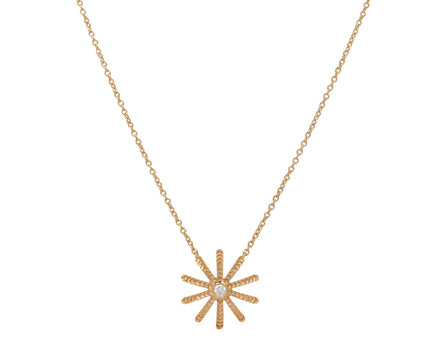 Diamond Tiny Sunflower Pendant Necklace