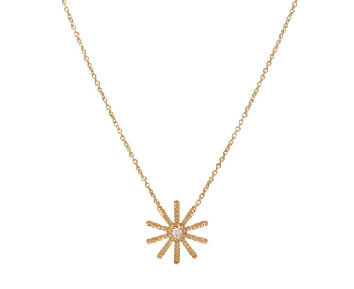 Diamond Tiny Sunflower Pendant Necklace