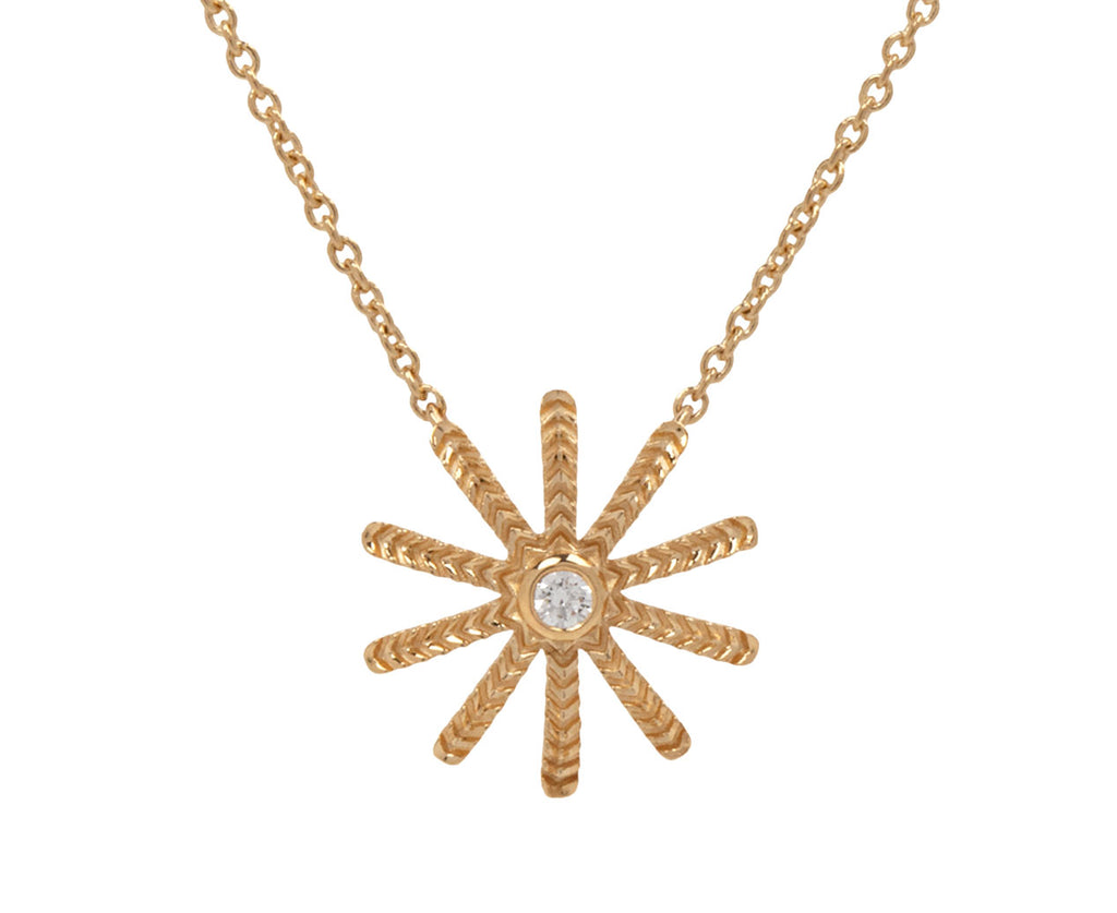 Diamond Tiny Sunflower Pendant Necklace