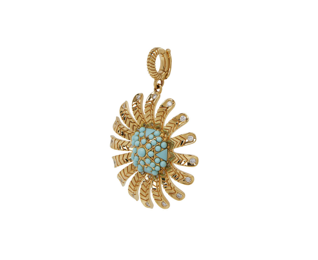 Turquoise and Diamond Chubby Sunflower Pendant ONLY