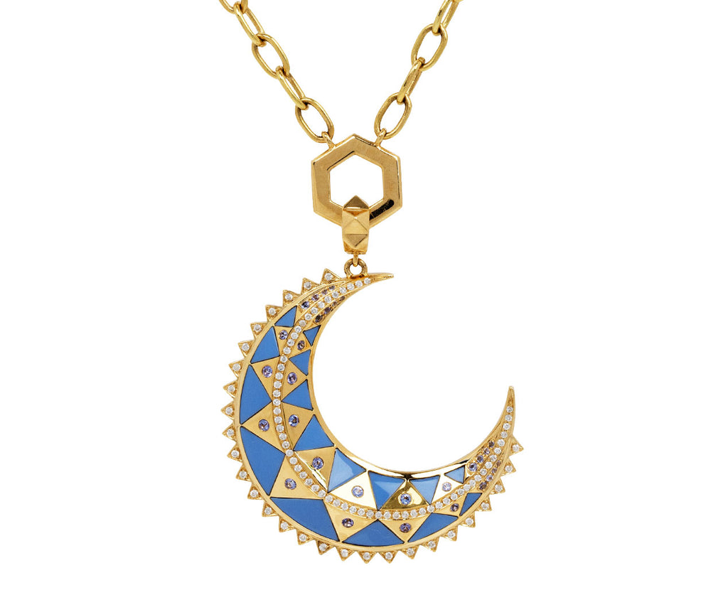 Harwell Godfrey Tanzanite Inlay and Diamond Major Crescent Charm ONLY On Chain