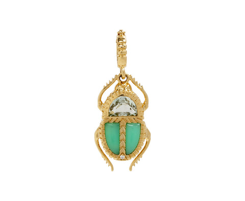 Green Amethyst and Chrysporase Mini Scarab Pendant ONLY