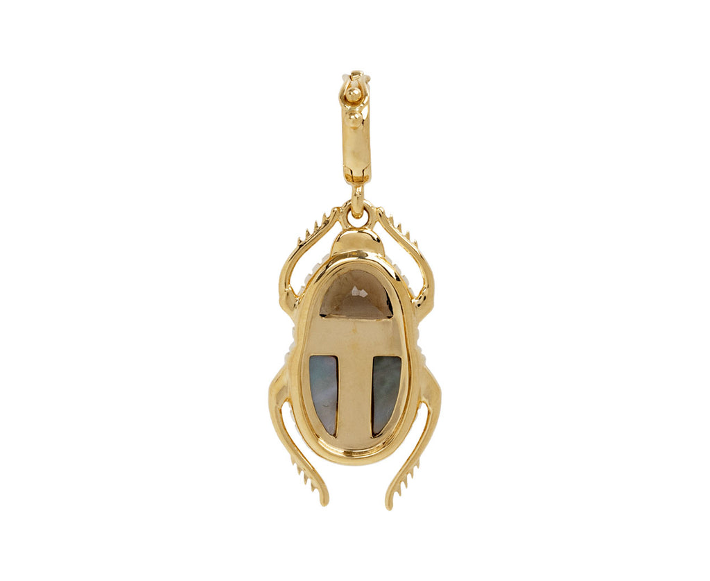Smoky Quartz and Black Mother-of-Pearl Mini Scarab Pendant ONLY