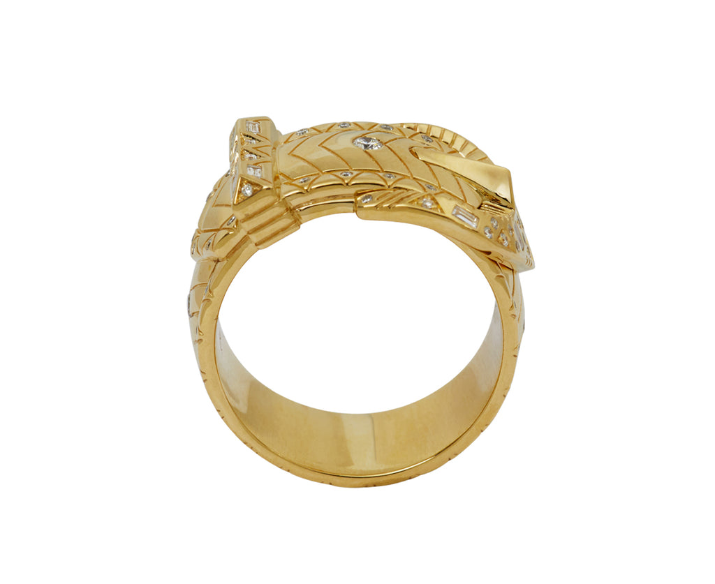 Harwell Godfrey Major Buckle Diamond Band Ring - top down