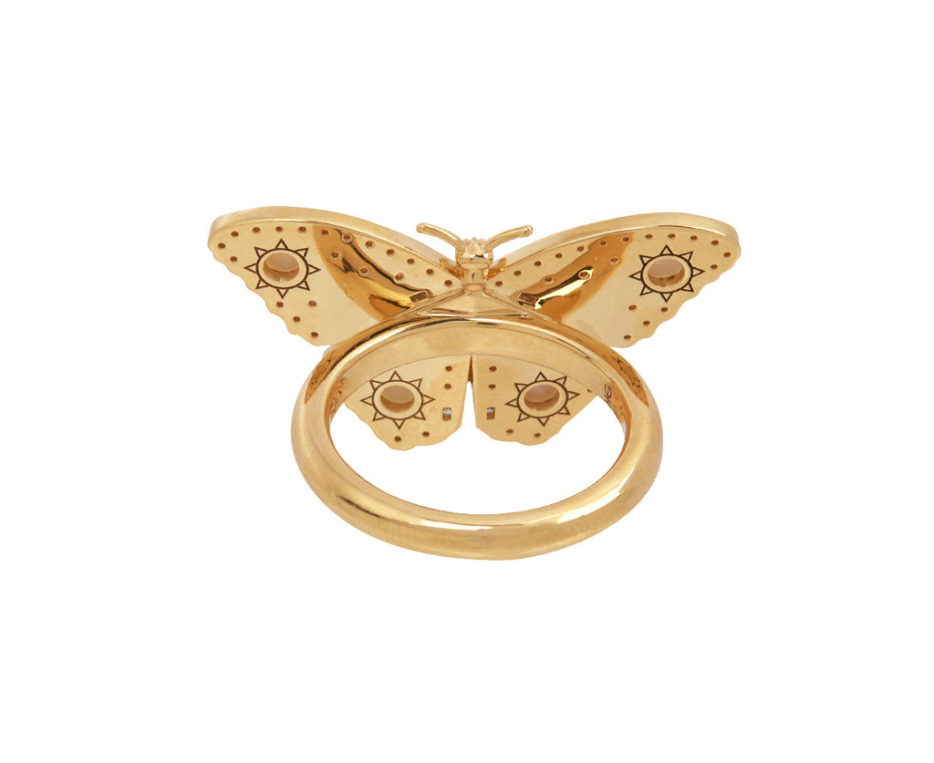 Diamond and Pearl Mini Butterfly Ring
