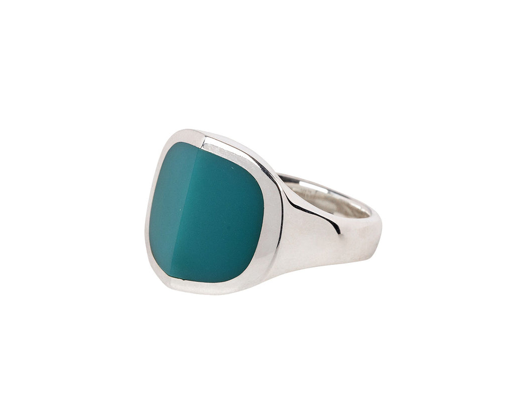Hirotaka Equinox Pyramid Green Agate Ring - Closeup