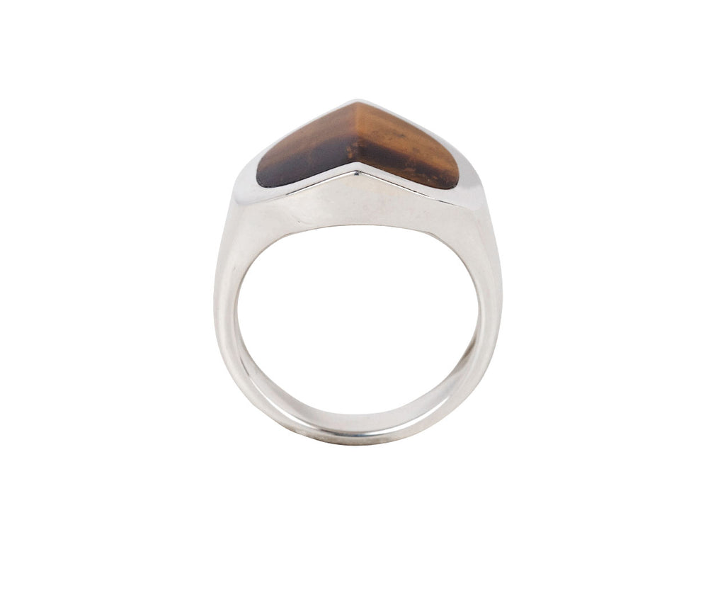Hirotaka Equinox Pyramid Tigers Eye Ring - Side View