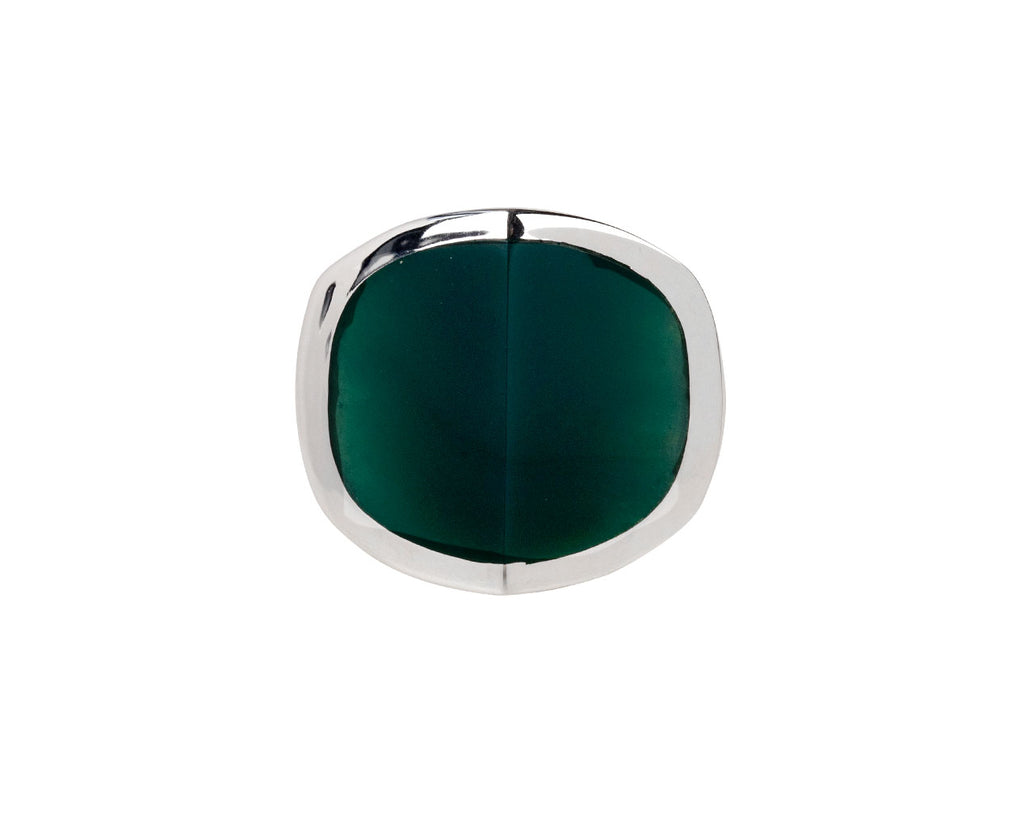 Hirotaka Equinox Pyramid Large Green Agate Ring
