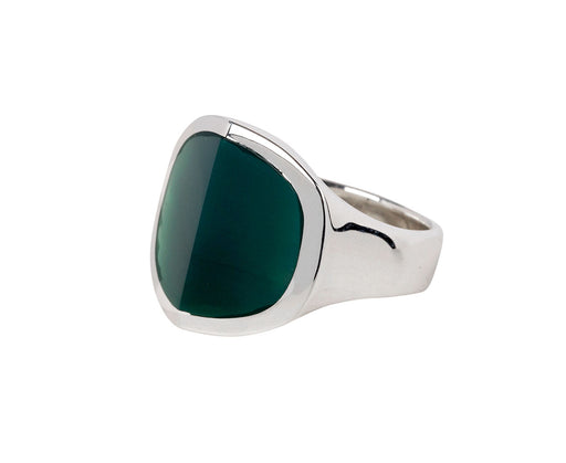 Hirotaka Equinox Pyramid Large Green Agate Ring - Closeup