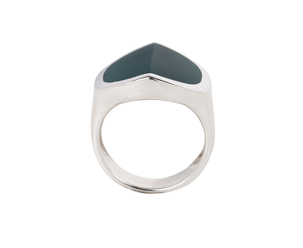 Hirotaka Equinox Pyramid Large Green Agate Ring - Side View