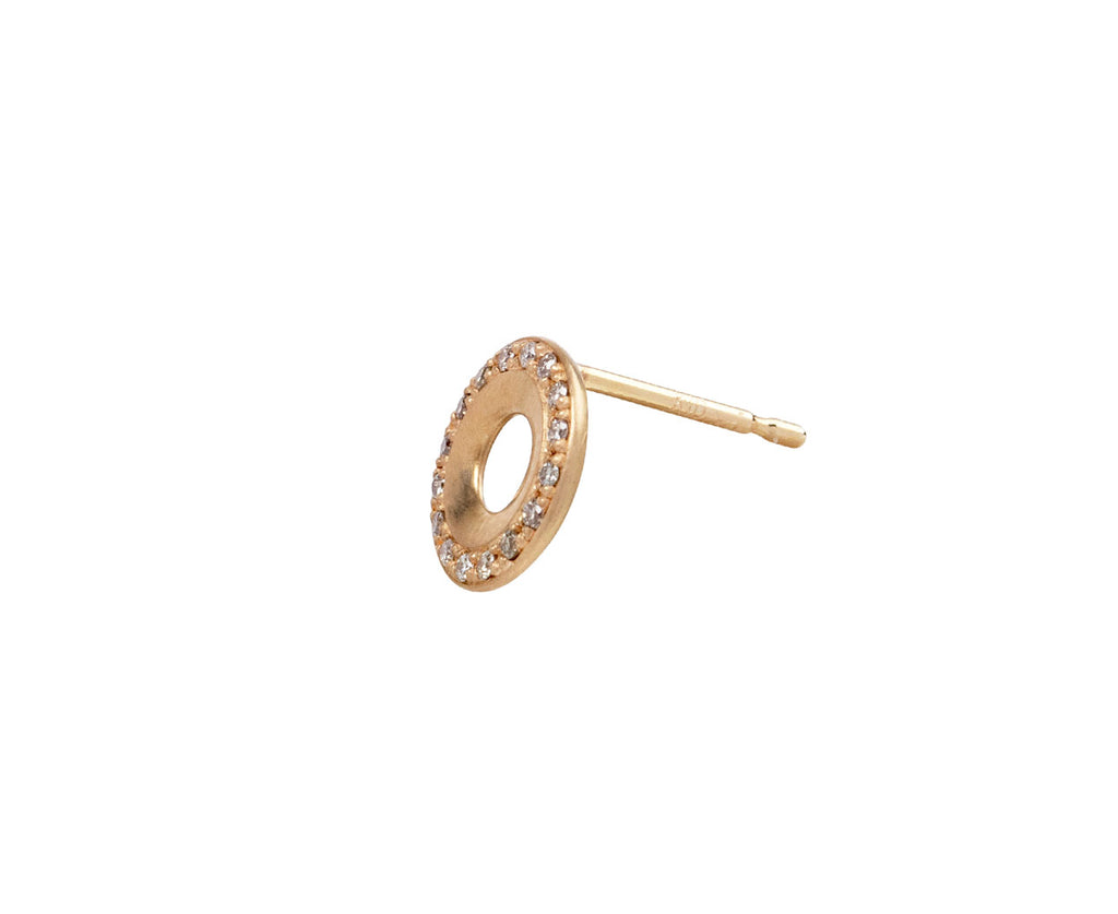 Hirotaka Gold Wheel of Fortune Diamond SINGLE Stud Earring - Side View