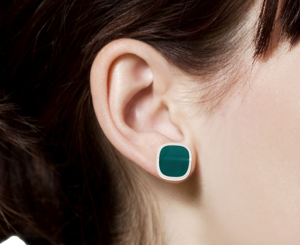 Hirotaka Equinox Pyramid Earrings - Profile Closeup