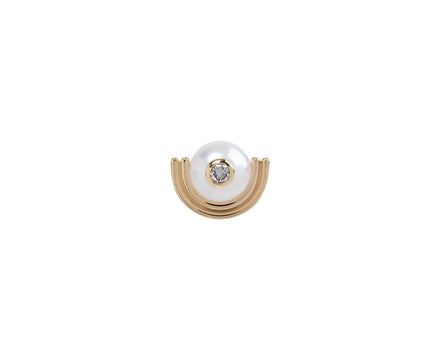 Hirotaka Beluga Pearl and Diamond SINGLE Stud Earring