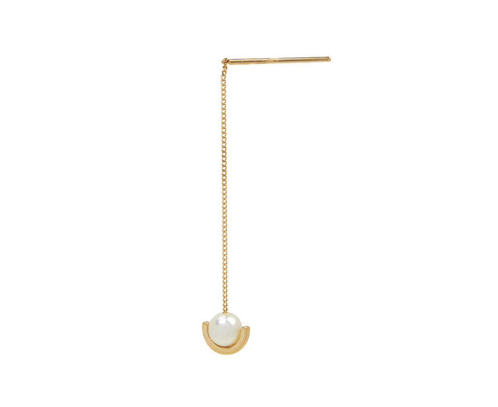 Hirotaka Mini Beluga Pearl Chain SINGLE Earring - Closeup