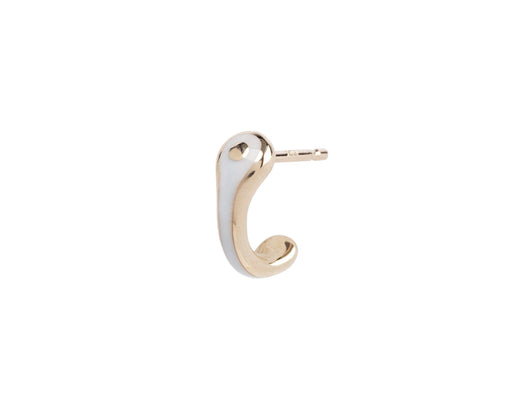 Hirotaka Bird of Paradise Gold and White Half Hoop SINGLE Earring