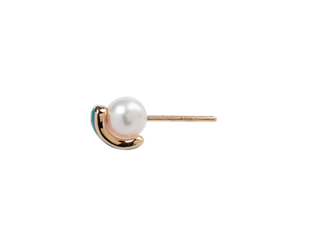 Hirotaka Bird of Paradise Pearl SINGLE Stud Earring - Side View