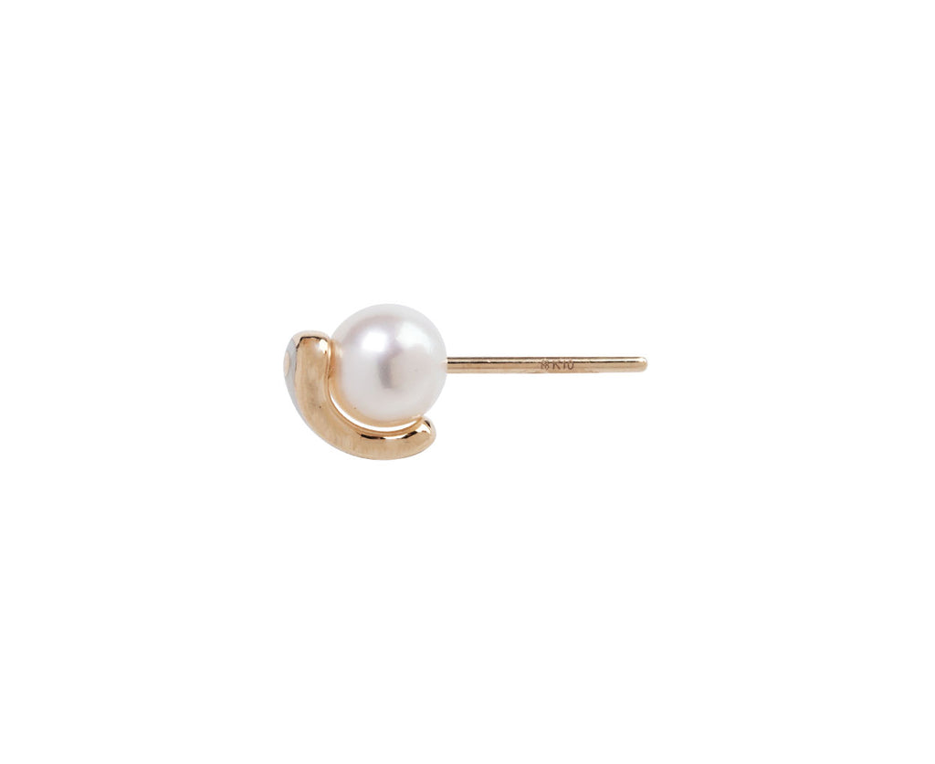 Hirotaka Bird of Paradise Pearl SINGLE Stud Earring - Side View