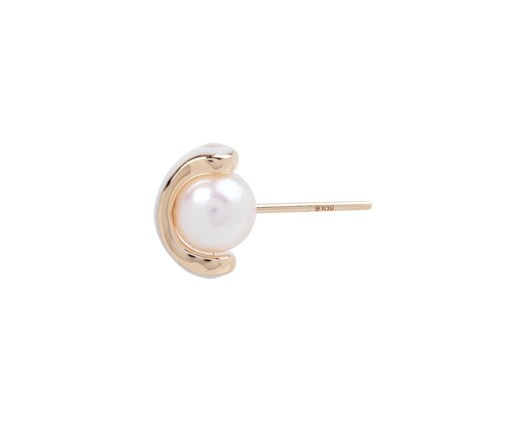 Hirotaka Bird of Paradise Pearl SINGLE Stud Earrings - Side View