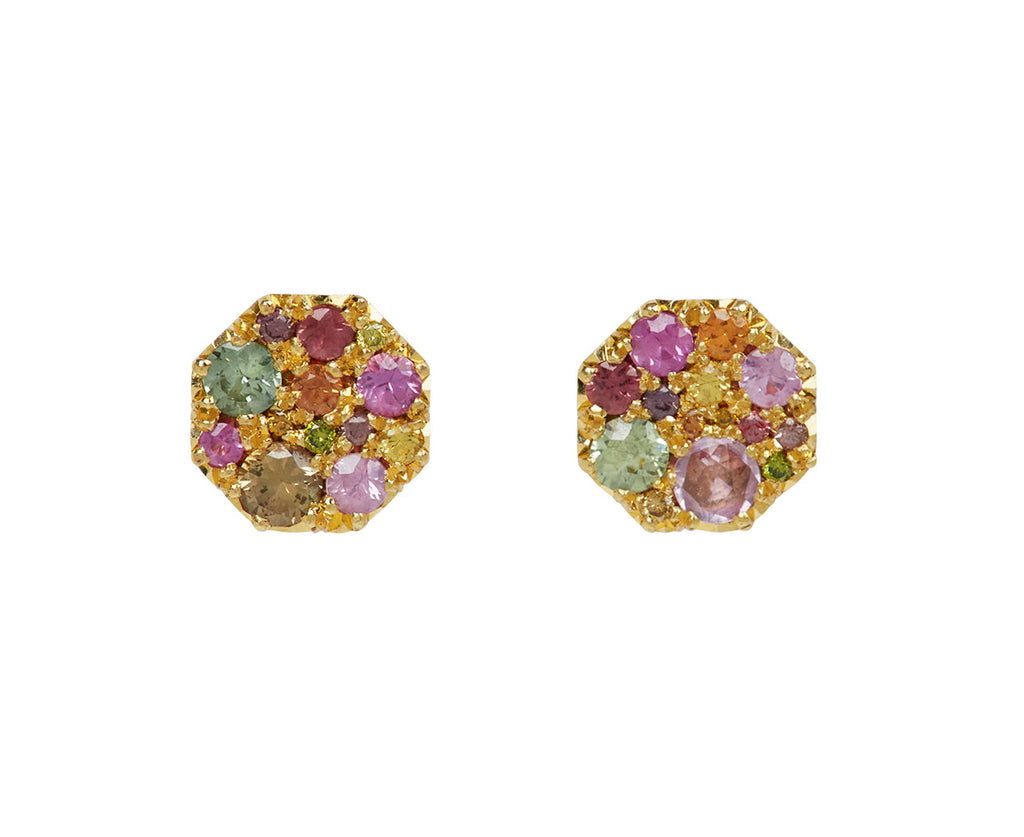 Warm Sapphire Iris Stud Earrings