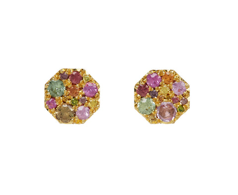 Warm Sapphire Iris Stud Earrings