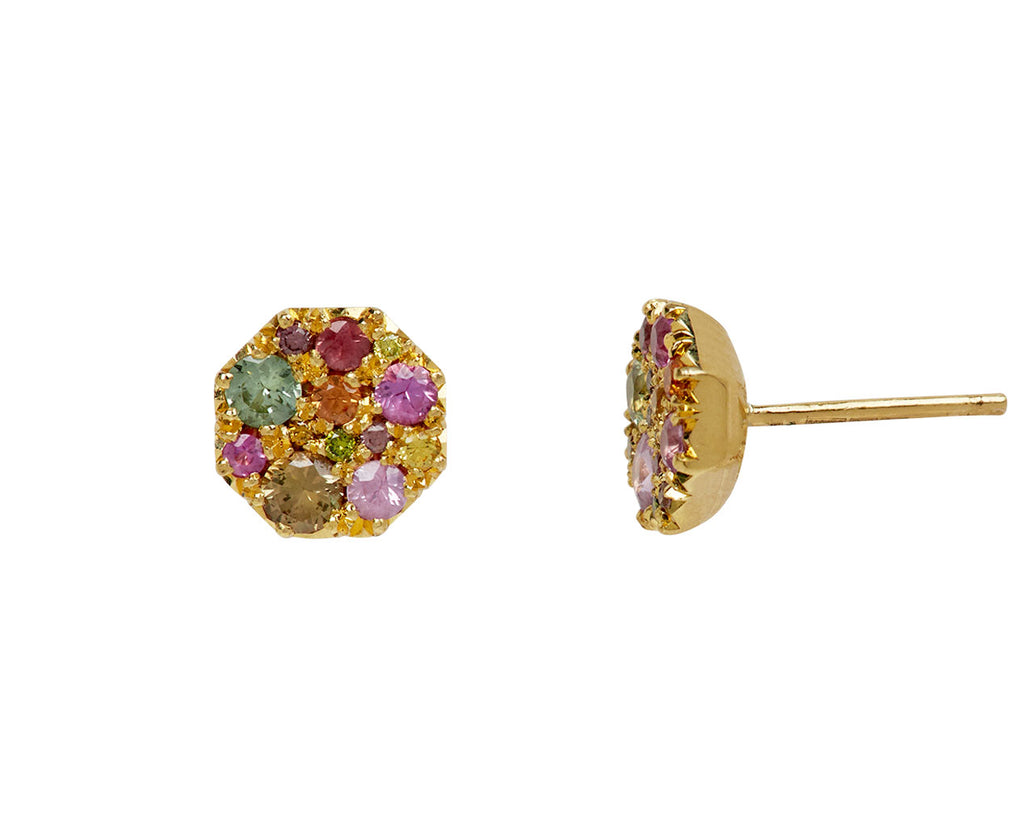 Warm Sapphire Iris Stud Earrings