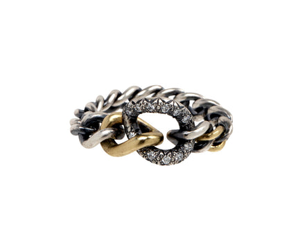 Diamond Link Silver Chain Ring