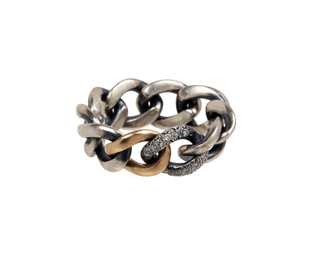 Diamond and Gold Link Chain Ring