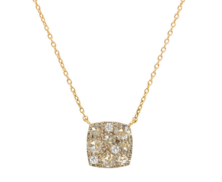 White Diamond Square Pendant Necklace
