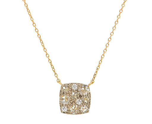 White Diamond Square Pendant Necklace