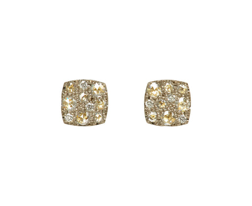 Square White Diamond Stud Earrings