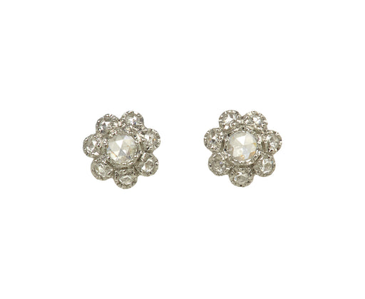 Diamond Flower Stud Earrings