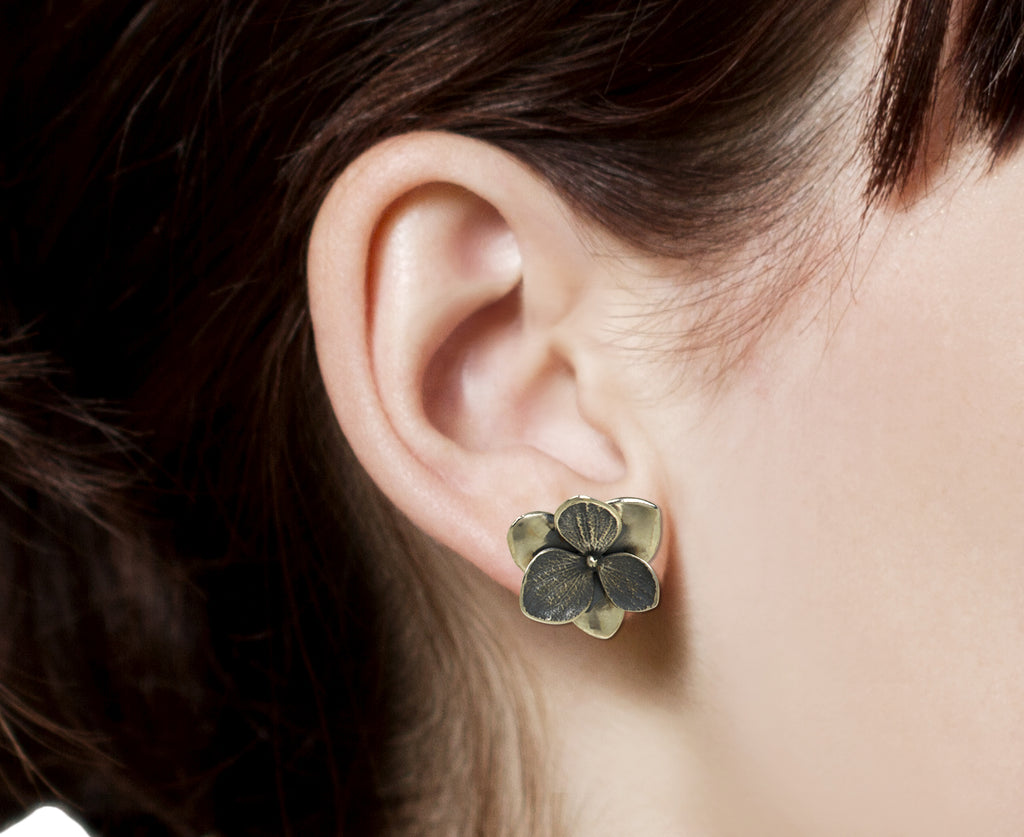 Large Reverse Twin Hydrangea Stud Earrings