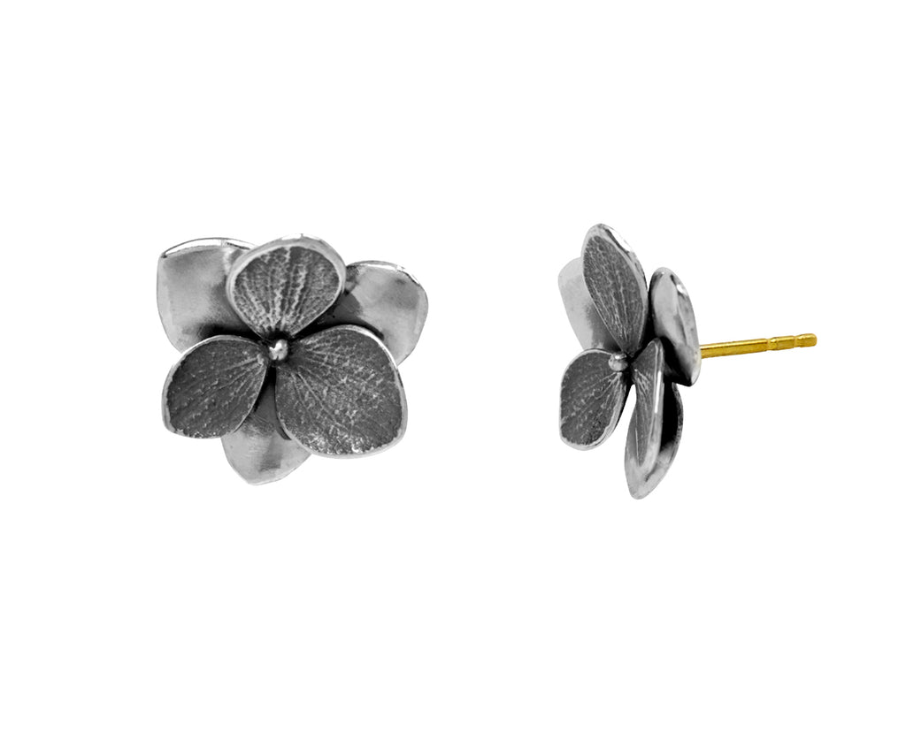 Large Reverse Twin Hydrangea Stud Earrings