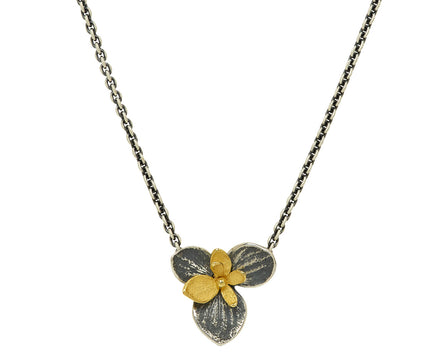 Large Baby Twin Hydrangea Pendant Necklace