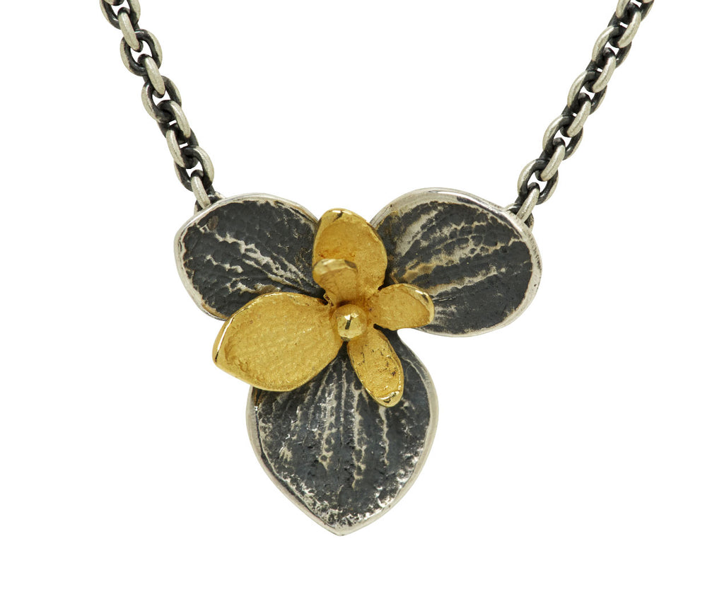 Large Baby Twin Hydrangea Pendant Necklace